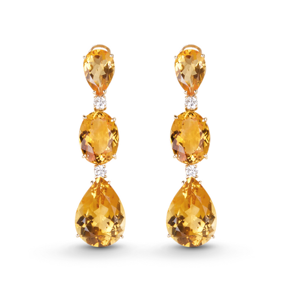 Rana Citrine and Diamond Drop Earrings