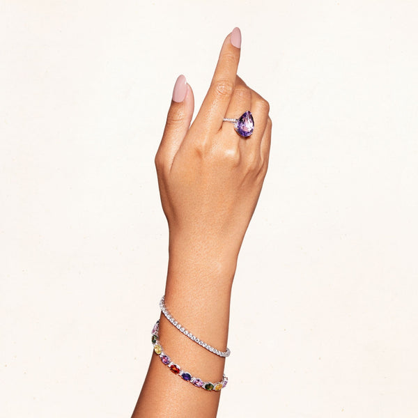 Sama Amethyst and Diamond Cocktail Ring