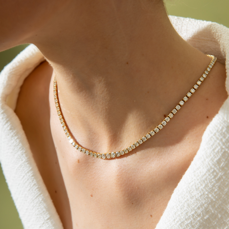 Odette Yellow Gold Diamond Tennis Necklace