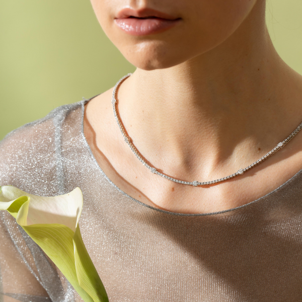 Gabrielle Alternating Diamond Tennis Necklace