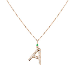 Alfa-Zulu Pavé Diamond and Birthstone Pendant - May (Emerald)
