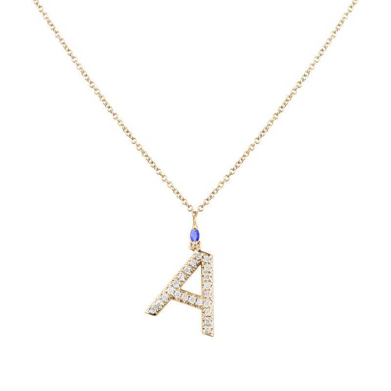 Alfa-Zulu Pavé Diamond and Birthstone Pendant - December (Tanzanite)