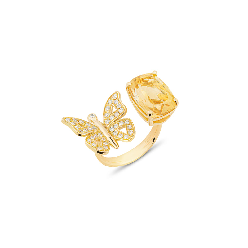 Le Papillon - Citrine & Diamond Ring