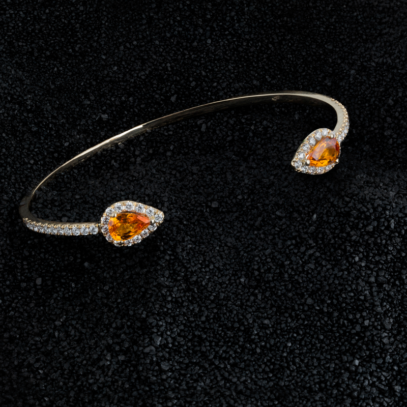 Irawo Coloured Gemstone and Pavé Diamond Bangle