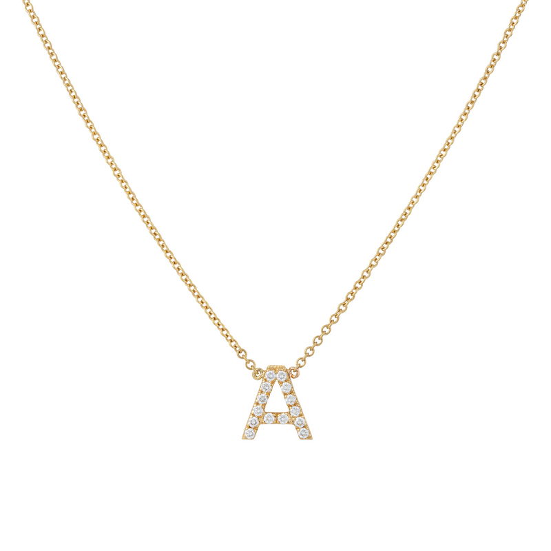 White Gold Diamond Covet Pave Intial Necklace