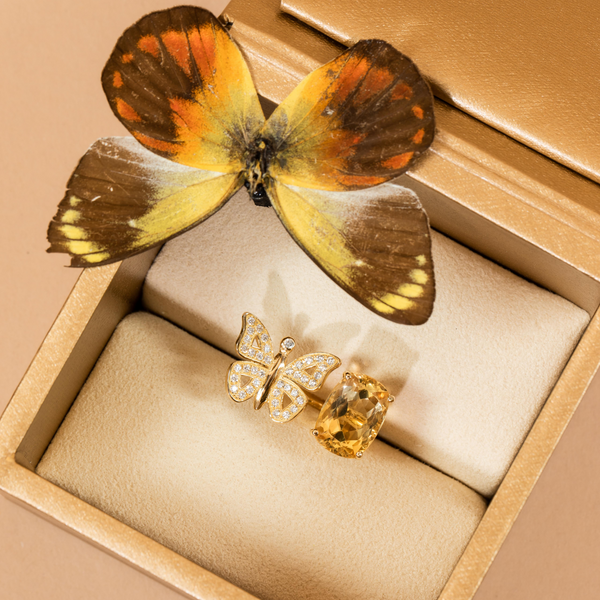 Le Papillon - Citrine & Diamond Ring
